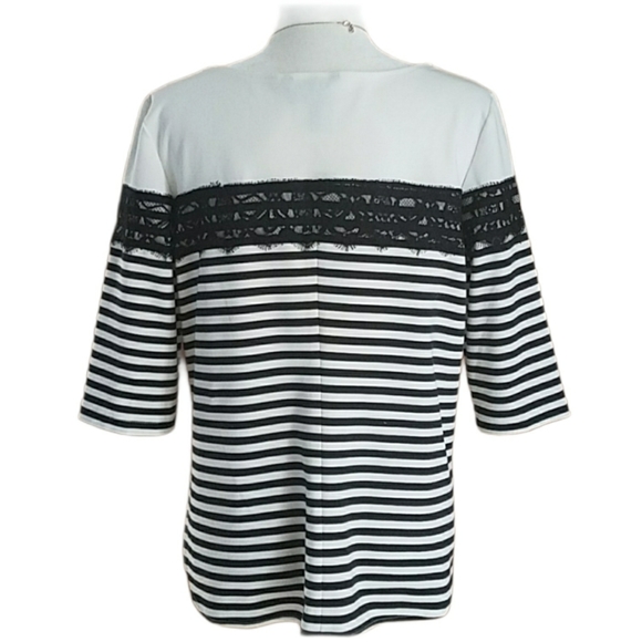 Jules & Leopold Black Cream Striped Top Lace Trim - Picture 4 of 7